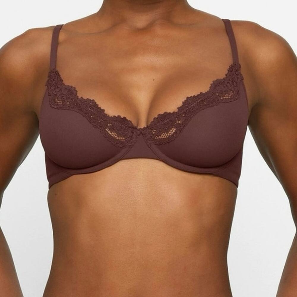 NWT SKIMS Fits Everybody Lace Underwire Bra Cocoa 34A